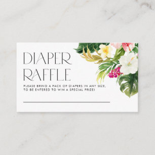 Tropical Flowers Zomer Baby shower Luier Raffle Informatiekaartje