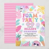 Tropical Foam Pool Splash Pad Verjaardagsfeestje Kaart (Voorkant / Achterkant)