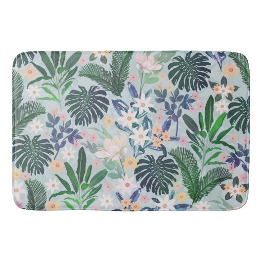 Tropical Foliage Floral Pattern Badmat (Voorkant)