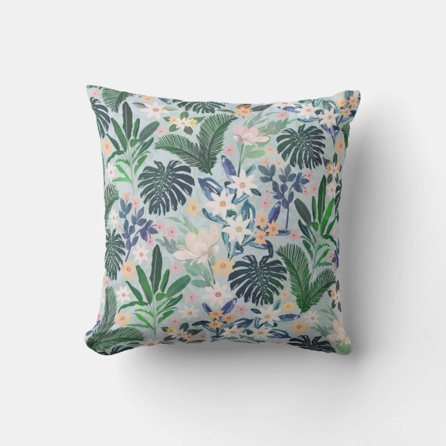 Tropical Foliage Floral Pattern Kussen (Voorkant)