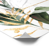 Tropical Foliage Gold & Green Mariage Affiche de b (Coin)