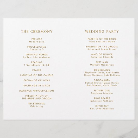 Tropical Foliage Mariage Gold Ceremony Programme (Dos)