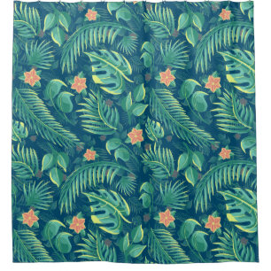 Tropical Foliage Motif rideau de douche