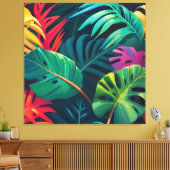 Tropical Foliage Waterverf Paradise Canvas Afdruk (Insitu (Woonkamer))