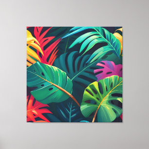 Tropical Foliage Waterverf Paradise Canvas Afdruk