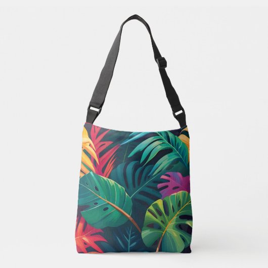 Tropical Foliage Waterverf Paradise Crossbody Tas (Voorkant)