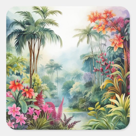 Tropical Forest Vierkante Sticker (Voorkant)
