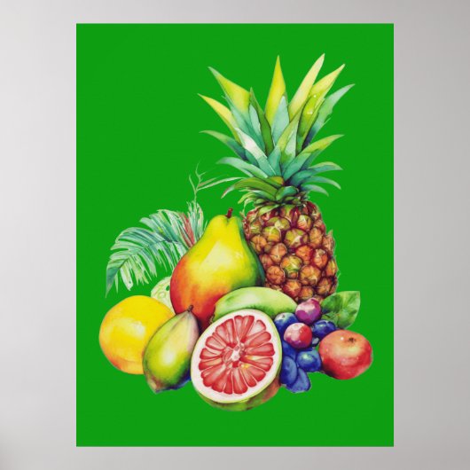 Tropical Fruit Collage Poster (Voorkant)
