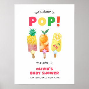 Tropical Fruit Ice Cream Pop Baby shower Welkom Poster