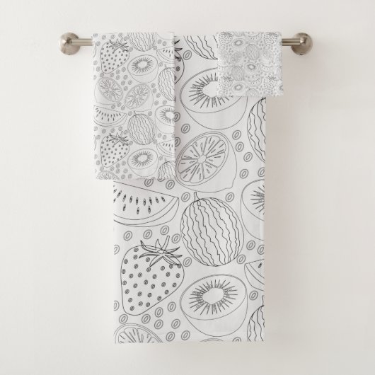 Tropical fruit seamless pattern black and white (En situation)