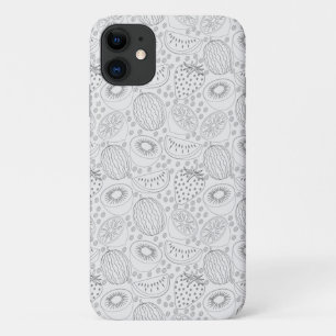Tropical fruit seamless pattern black and white iPhone 11 hoesje