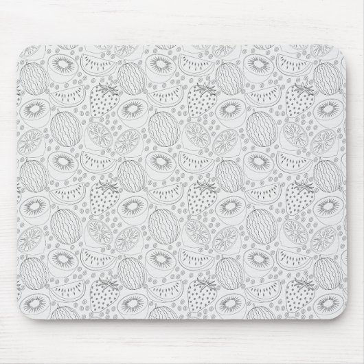 Tropical fruit seamless pattern black and white muismat (Voorkant)