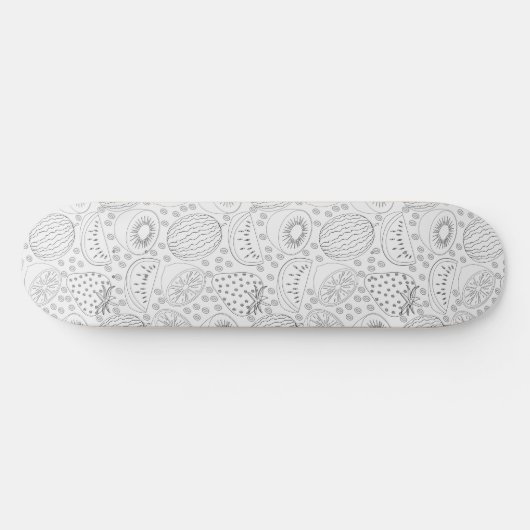 Tropical fruit seamless pattern black and white skateboard (Horizontaal)