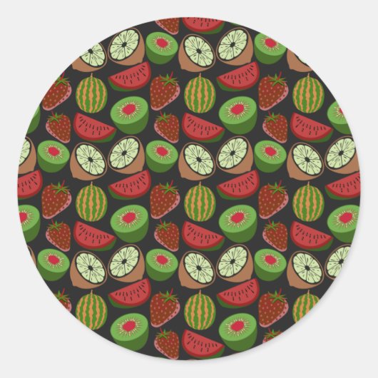 Tropical fruit seamless pattern colorful ronde sticker (Voorkant)