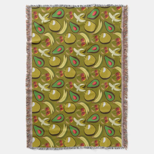 Tropical fruit seamless pattern yellow deken (Voorkant Verticaal)