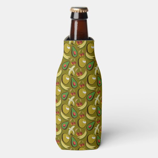 Tropical fruit seamless pattern yellow flesjeskoeler (Fles Voorkant)