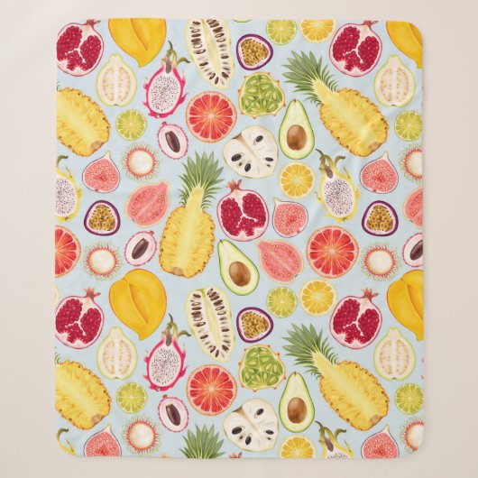 Tropical Fruit Sherpa Blanket Deken (Voorkant)