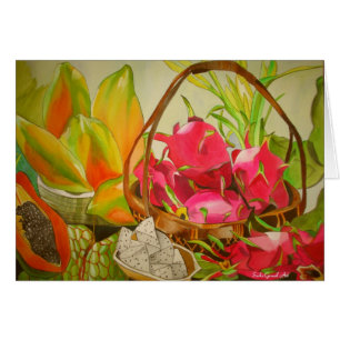 Tropical fruit watercolor still life art painting