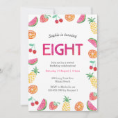 Tropical fruité rose 8e anniversaire Invitation (Devant)