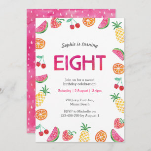 Tropical fruité rose 8e anniversaire Invitation