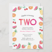 Tropical fruité rose Invitation d'anniversaire (Devant)