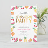 Tropical Fruity Kids Graduation party Invitation (Debout devant)