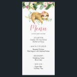Tropical Girl Sloth Baby shower Menu Modèle<br><div class="desc">Tropical Girl Sloth Baby shower Menu Modèle</div>