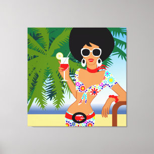 Tropical Girl Wrapped Canvas Afdruk