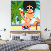 Tropical Girl Wrapped Canvas Afdruk (Insitu (Slaapkamer))