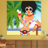Tropical Girl Wrapped Canvas Afdruk (Insitu (Woonkamer))