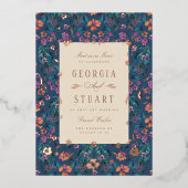 Tropical Glam Dark Turquoise Magenta Folie Uitnodiging (Voorkant)