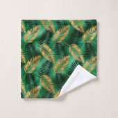 Tropical Gold Green Palm Feuilles (Gant de toilette)