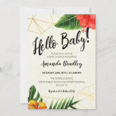 Tropical Gold Hello Baby shower Invitation (Devant)