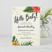 Tropical Gold Hello Baby shower Invitation (Debout devant)