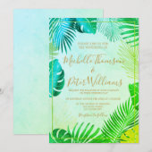 tropical gold watercolor wedding kaart (Voorkant / Achterkant)