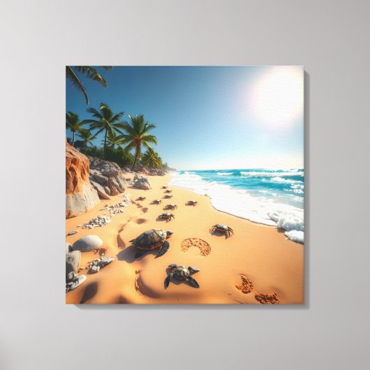 Tropical Golden Shell Beach Chic Canvas Afdruk (Voorkant)