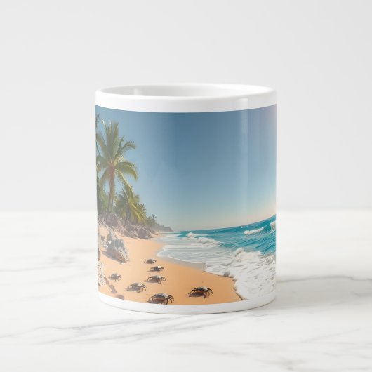 Tropical Golden Shell Beach Chic Extra Grote Beker (Voorkant)