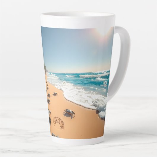 Tropical Golden Shell Beach Chic Latte Mok (Rechterhoek)