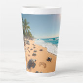 Tropical Golden Shell Beach Chic Latte Mok (Voorkant)