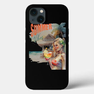 Tropical Graphic Summer Vibes Beach Waterverf iPhone 13 Hoesje