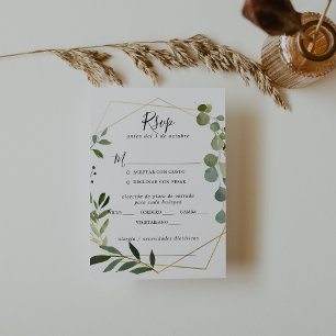 Tropical Green Feuilles Mariage Menu Choix RSVP