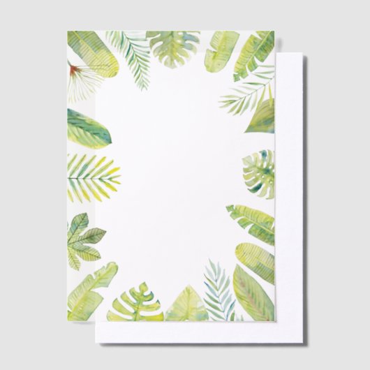Tropical Green Foliage Vellum Uitnodigingen (Offset)