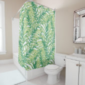 Tropical Green jungle Fern Leaf rideau de douche (En situation)