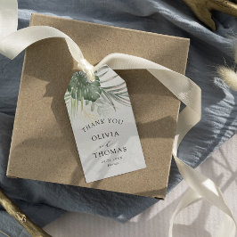 Tropical Green Monstera Thank You Wedding Cadeaulabel