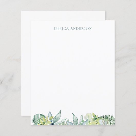 Tropical Green Nom Turquoise Papeterie (Devant / Derrière)