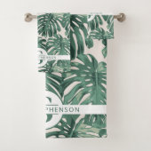 Tropical Green Palm Feuilles Nom du monogramme (En situation)