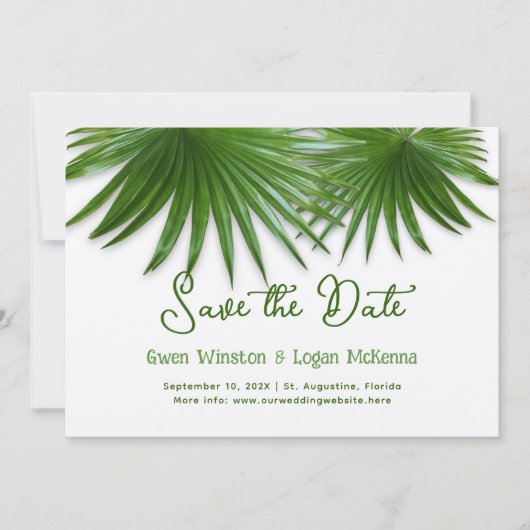 Tropical Green Palm Fronds Save the Date (Devant)