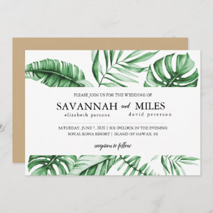Tropical Green Palm Leaf Faire-part de mariage fro