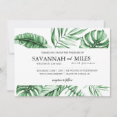 Tropical Green Palm Leaf Faire-part de mariage fro (Devant)