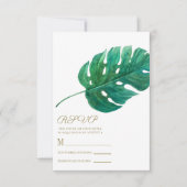 Tropical Green Palm Leaf Hawaiian Wedding RSVP (Devant)